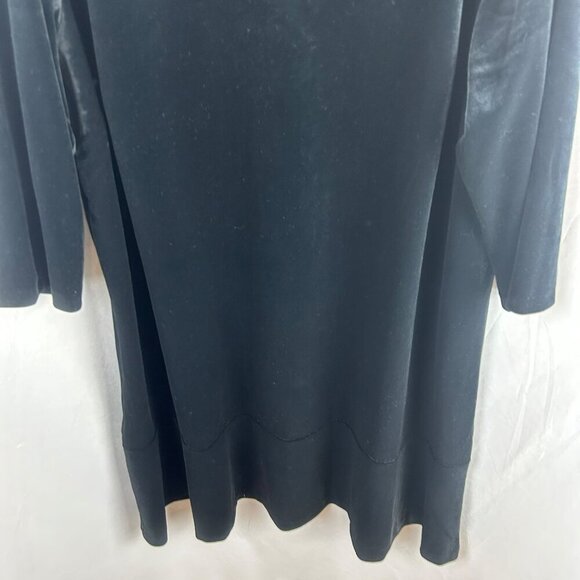 J Jill Wearever‎ Velvet Shift Dress Women Plus 2X Black 3/4 Sleeve Flounce Hem - Picture 6 of 8